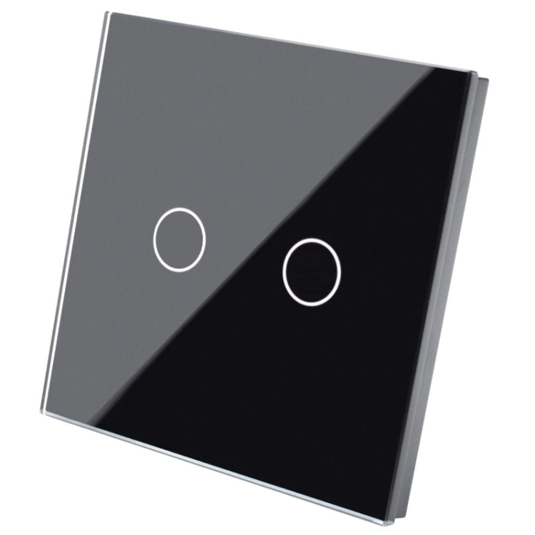 Afdekraam Touchpaneel Enkelvoudig Glas Zwart Voor Module Dubbele Schakelaar