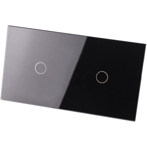 Afdekraam Touchpaneel Tweevoudig 1+1 Glas Zwart