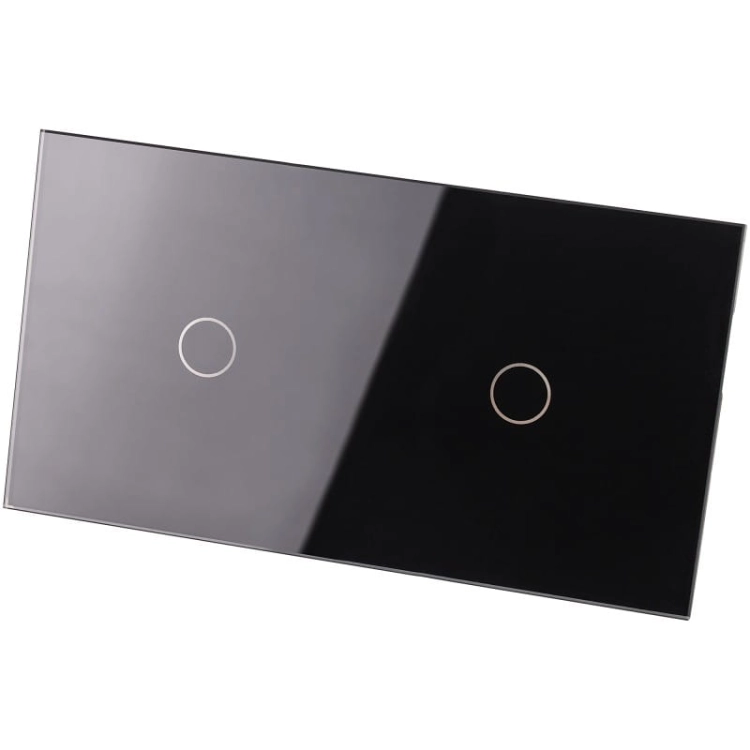 Afdekraam Touchpaneel Tweevoudig 1+1 Glas Zwart