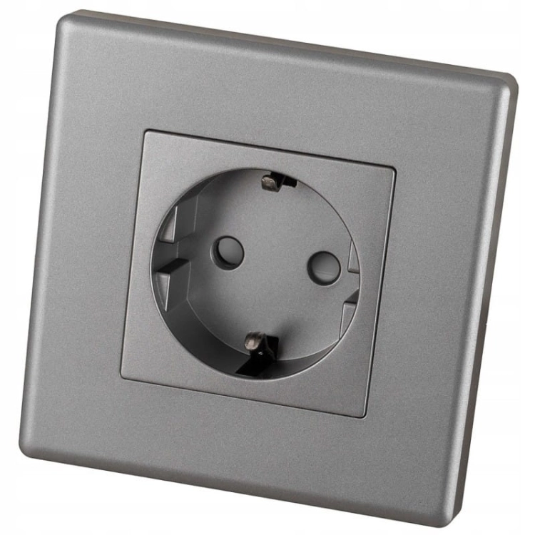 Schuko-Stopcontact Met Randaarde Zonder Aardpen Grijs Set Met PVC-Afdekraam MIUUN