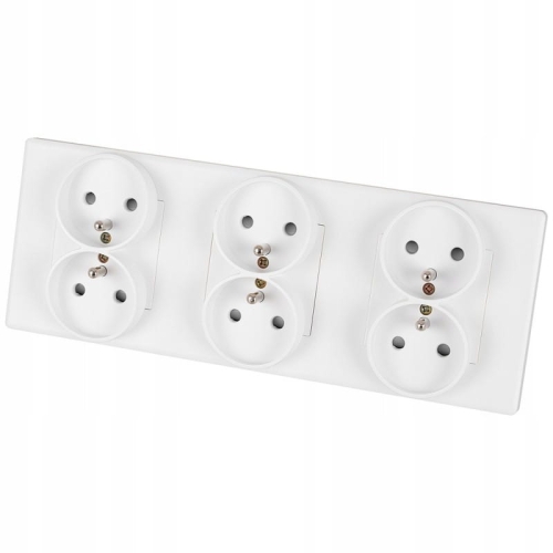 Drievoudig Stopcontact Wit Set PVC Drievoudig Afdekraam En 3 X Dubbel Stopcontact MIUUN