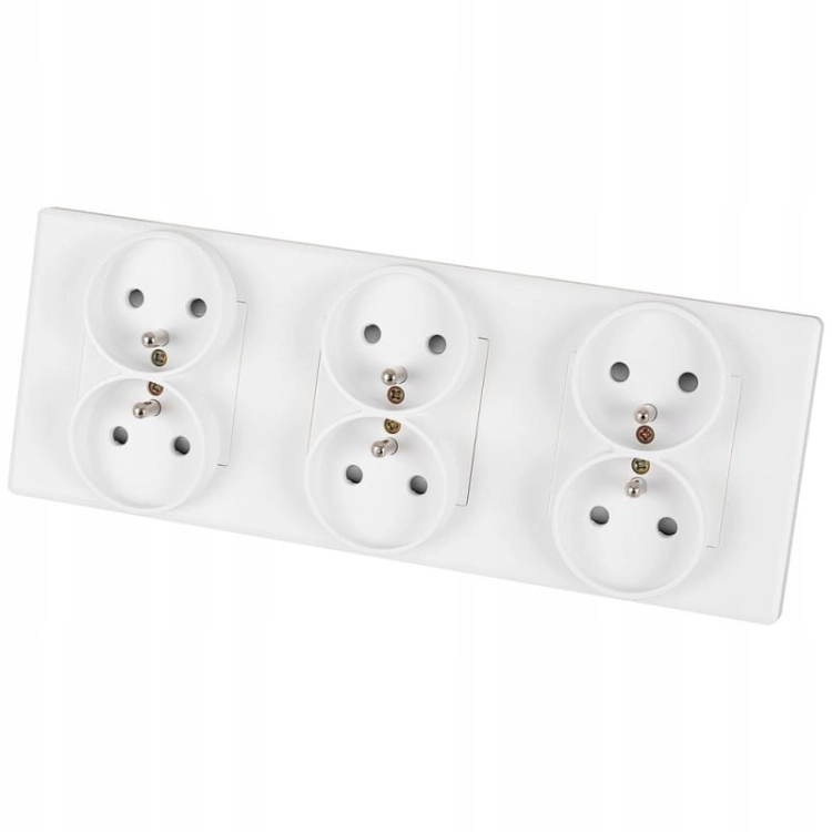 Drievoudig Stopcontact Wit Set PVC Drievoudig Afdekraam En 3 X Dubbel Stopcontact MIUUN