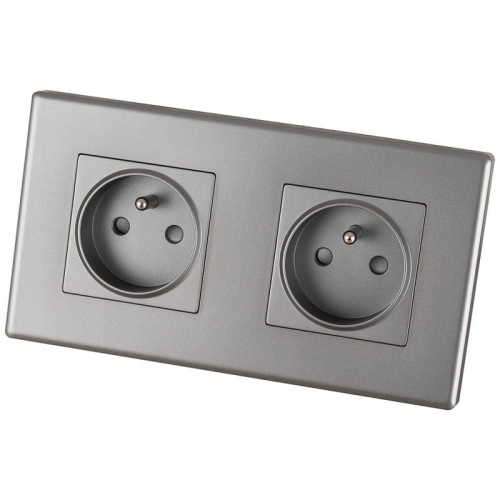 Dubbel Stopcontact Grijs Set PVC Tweevoudig Afdekraam En 2 X Enkel Stopcontact MIUUN