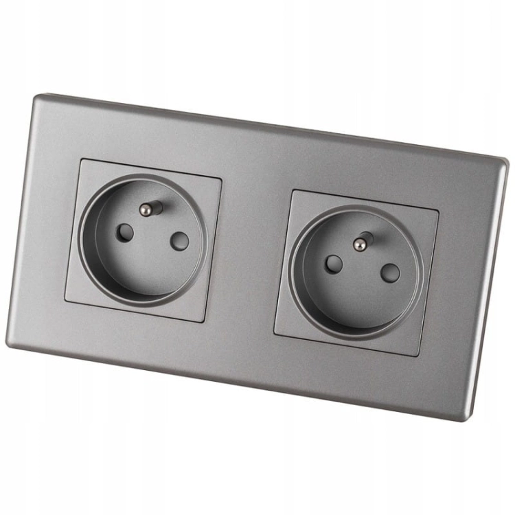 Dubbel Stopcontact Grijs Set PVC Tweevoudig Afdekraam En 2 X Enkel Stopcontact MIUUN