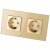 Dubbel Glazen Schuko-Stopcontact Goud Tweevoudig Afdekraam En 2 X Stopcontact MIUUN