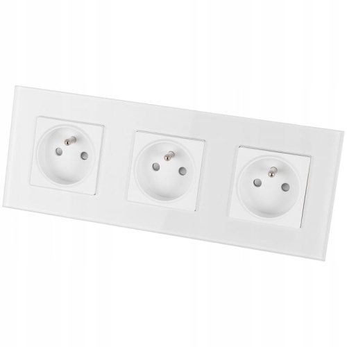 Drievoudig Glazen Stopcontact Wit Set Drievoudig Afdekraam En 3 X Enkel Stopcontact MIUUN