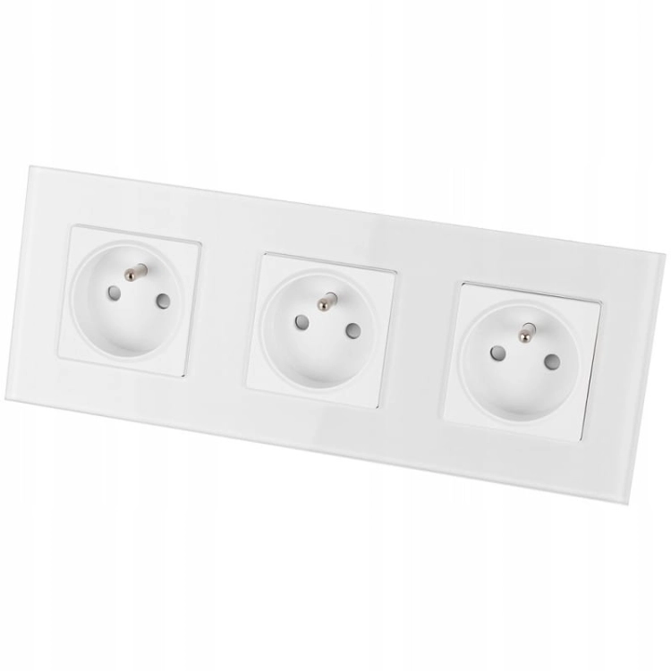 Drievoudig Glazen Stopcontact Wit Set Drievoudig Afdekraam En 3 X Enkel Stopcontact MIUUN