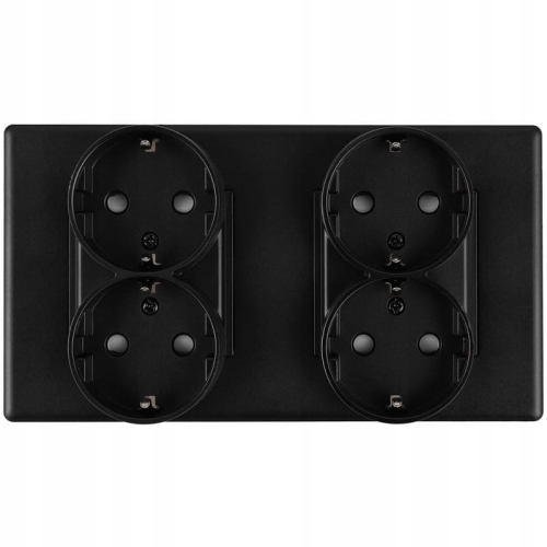 Viervoudig Schuko-Stopcontact Zwart PCV Tweevoudig Afdekraam En 2 X Stopcontact