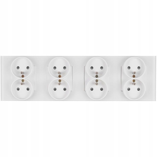 Viervoudig Stopcontact Glas Wit Set Viervoudig Afdekraam En 4 X Dubbel Stopcontact MIUUN