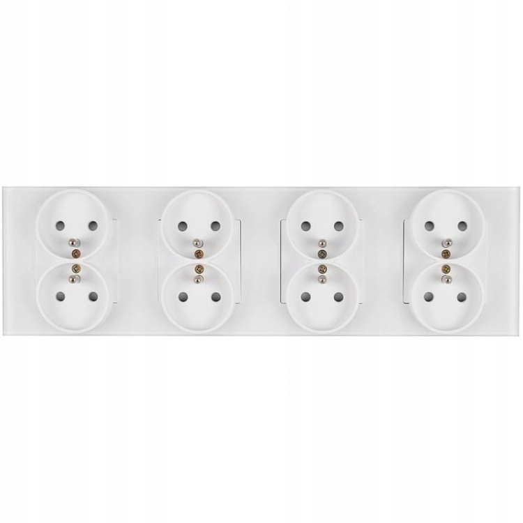 Viervoudig Stopcontact Glas Wit Set Viervoudig Afdekraam En 4 X Dubbel Stopcontact MIUUN