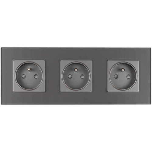 Drievoudig Glazen Stopcontact Grijs Set Drievoudig Afdekraam En 3 X Enkel Stopcontact MIUUN