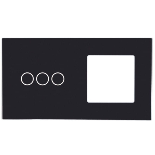 Afdekraam Touchpaneel Tweevoudig 3+S Glas Zwart