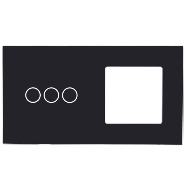 Afdekraam Touchpaneel Tweevoudig 3+S Glas Zwart