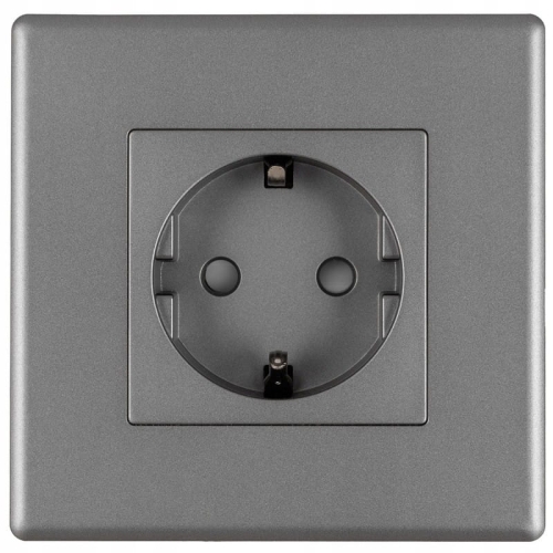 Schuko-Stopcontact Met Randaarde Zonder Aardpen Grijs Set Met PVC-Afdekraam MIUUN