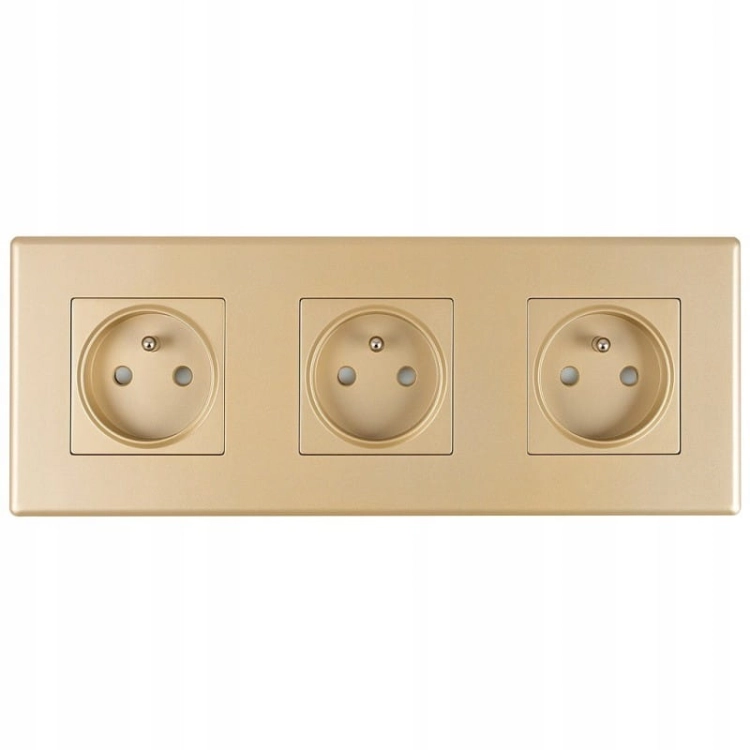 Drievoudig Stopcontact Goud Set Drievoudig PVC-Afdekraam En 3 X Enkel Stopcontact MIUUN