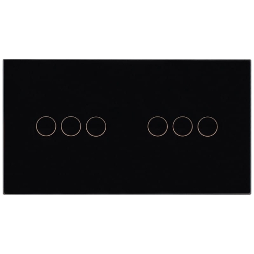 Afdekraam Touchpaneel Tweevoudig 3+3 Glas Zwart