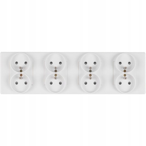 Viervoudig Stopcontact Wit Met Aardpen Set PVC Viervoudig Afdekraam 4 X Dubbel Stopcontact MIUUN
