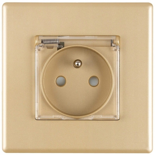 Stopcontact Goud Met Klep En Aarding Set Met PVC-Afdekraam MIUUN