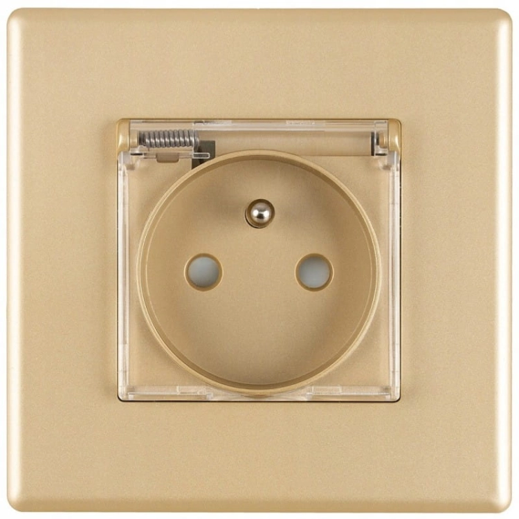 Stopcontact Goud Met Klep En Aarding Set Met PVC-Afdekraam MIUUN