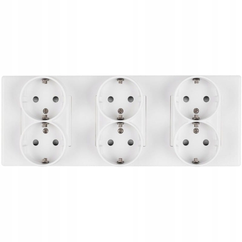 Drievoudig Schuko-Stopcontact Wit PVC-Afdekraam Drievoudig En 3 X Stopcontact