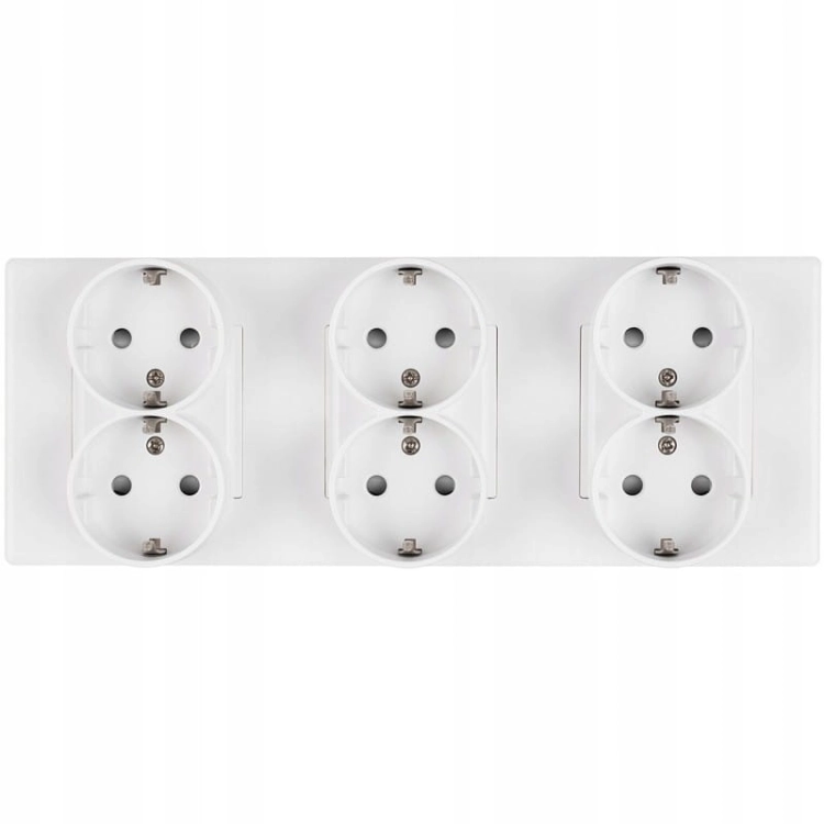 Drievoudig Schuko-Stopcontact Wit PVC-Afdekraam Drievoudig En 3 X Stopcontact