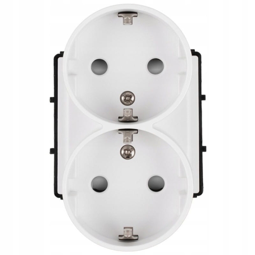 Module Dubbel Schuko-Stopcontact Met Randaarde Zonder Aardpen Wit Voor Afdekramen MIUUN