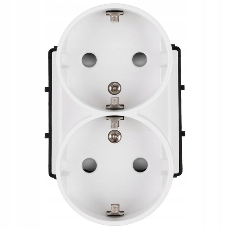 Module Dubbel Schuko-Stopcontact Met Randaarde Zonder Aardpen Wit Voor Afdekramen MIUUN
