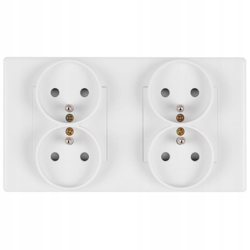 Dubbel Stopcontact Wit Set PVC Tweevoudig Afdekraam En 2 X Dubbel Stopcontact MIUUN