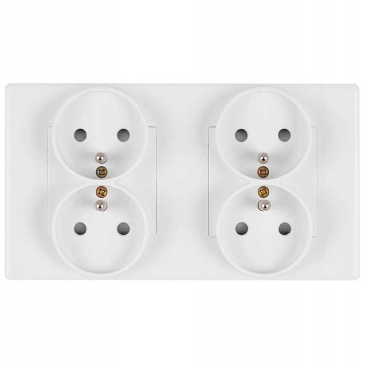 Dubbel Stopcontact Wit Set PVC Tweevoudig Afdekraam En 2 X Dubbel Stopcontact MIUUN