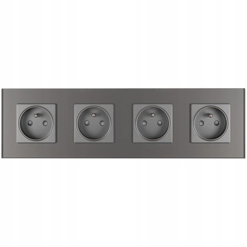 Viervoudig Glazen Stopcontact Grijs Set Viervoudig Afdekraam 4 X Enkel Stopcontact MIUUN