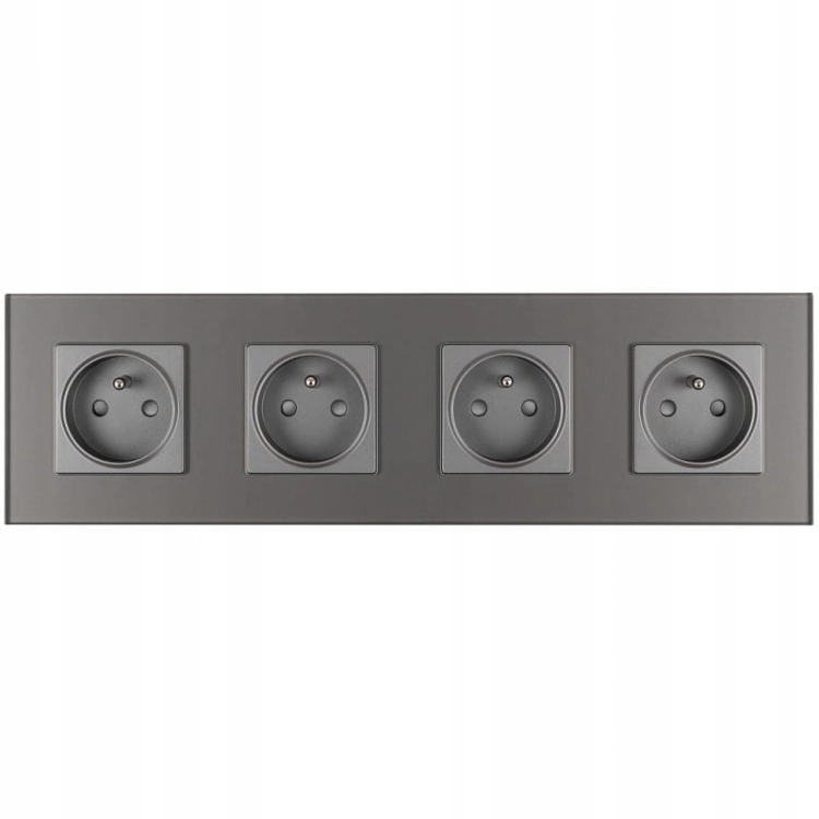 Viervoudig Glazen Stopcontact Grijs Set Viervoudig Afdekraam 4 X Enkel Stopcontact MIUUN