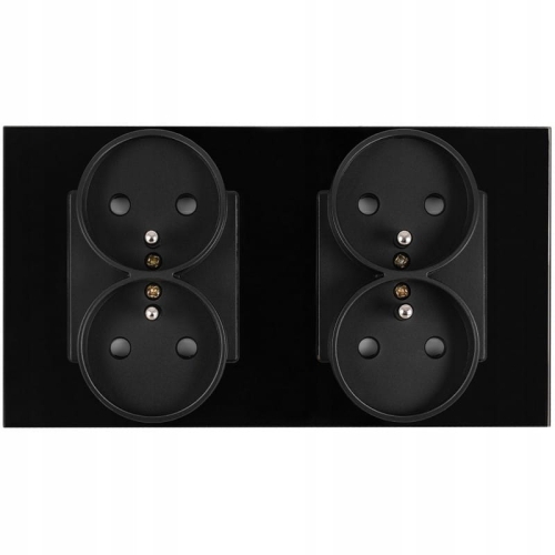 Dubbel Glazen Stopcontact Zwart Set Tweevoudig Afdekraam En 2 X Dubbel Stopcontact MIUUN