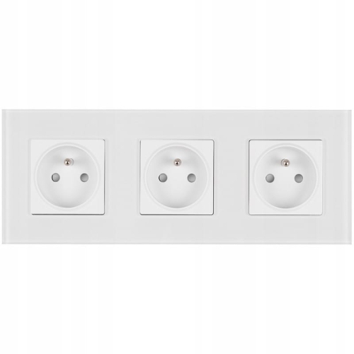 Drievoudig Glazen Stopcontact Wit Set Drievoudig Afdekraam En 3 X Enkel Stopcontact MIUUN