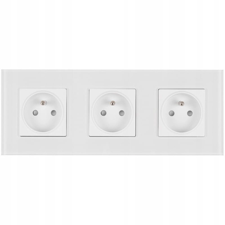 Drievoudig Glazen Stopcontact Wit Set Drievoudig Afdekraam En 3 X Enkel Stopcontact MIUUN