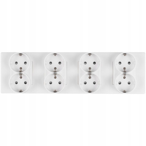 Viervoudig Schuko-Stopcontact Wit PVC-Afdekraam Viervoudig En 4 X Stopcontact