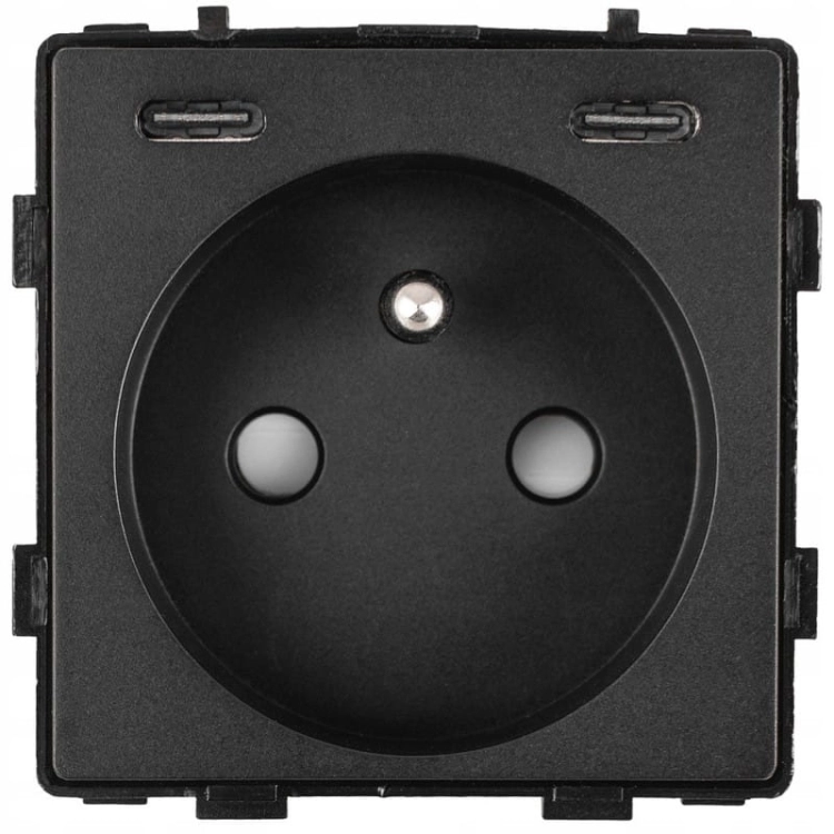 Module Stopcontact Met Aardpen + USB-Lader C+C 20W Zwart Voor Afdekramen MIUUN