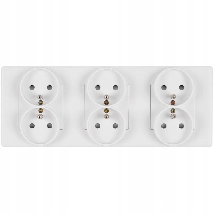 Drievoudig Stopcontact Wit Set PVC Drievoudig Afdekraam En 3 X Dubbel Stopcontact MIUUN