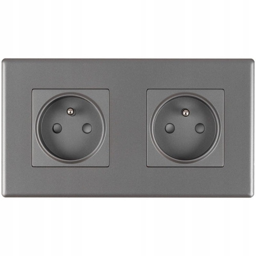 Dubbel Stopcontact Grijs Set PVC Tweevoudig Afdekraam En 2 X Enkel Stopcontact MIUUN