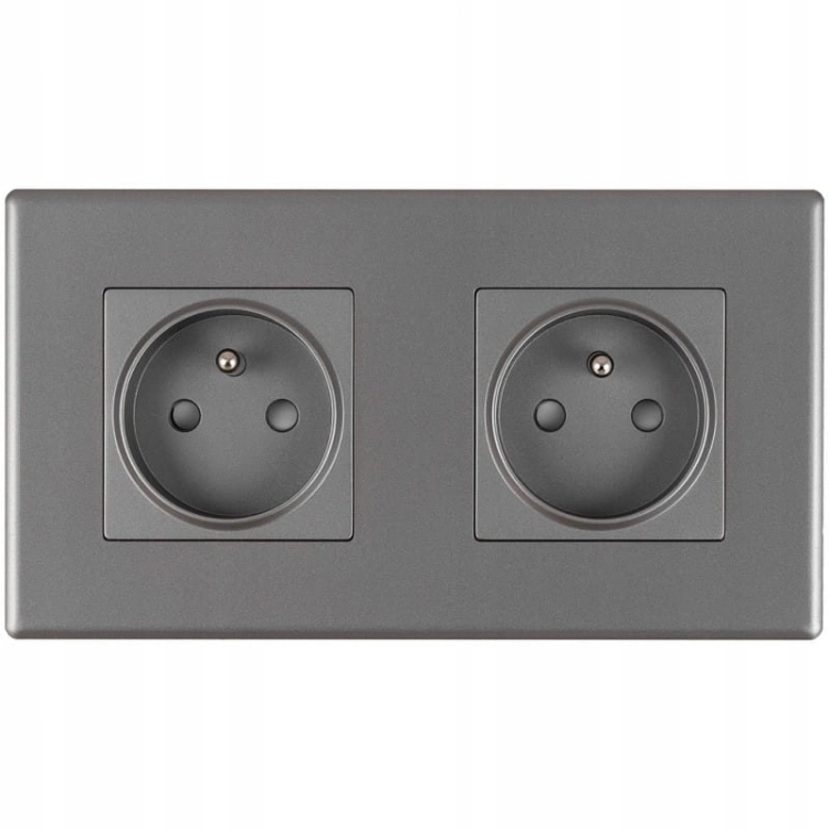 Dubbel Stopcontact Grijs Set PVC Tweevoudig Afdekraam En 2 X Enkel Stopcontact MIUUN