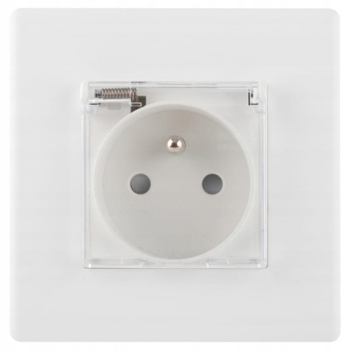 Stopcontact Wit Met Klep Met Aarding Set Met PVC-Afdekraam MIUUN
