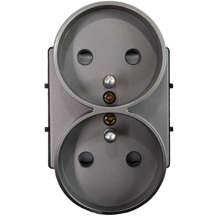 Module Dubbel Stopcontact Met Aardpen Grijs Voor Afdekramen