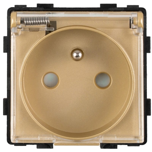 Module Badkamerstopcontact Met Klep En Aardpen Goud Voor Afdekramen MIUUN