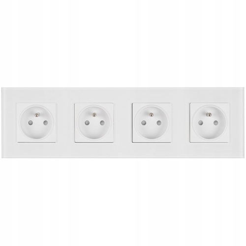 Viervoudig Stopcontact Glas Wit Set Viervoudig Afdekraam 4 X Enkel Stopcontact MIUUN