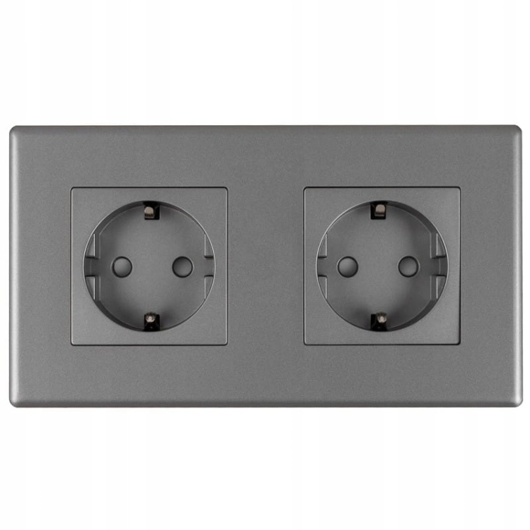 Dubbel Schuko-Stopcontact Grijs Set Tweevoudig PVC-Afdekraam 2 X Enkel Stopcontact MIUUN