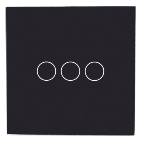 Afdekraam Touchpaneel Enkelvoudig Glas Zwart Voor Module Drievoudige Schakelaar