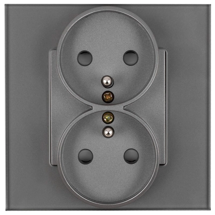 Dubbel Stopcontact Met Aarding Glas Grijs