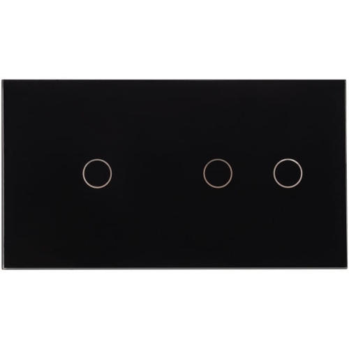 Afdekraam Touchpaneel Tweevoudig 1+2 Glas Zwart