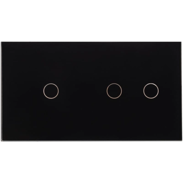 Afdekraam Touchpaneel Tweevoudig 1+2 Glas Zwart