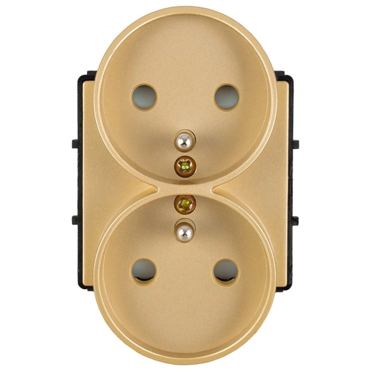 Module Dubbel Stopcontact Met Aardpen Goud Voor Afdekramen MIUUN