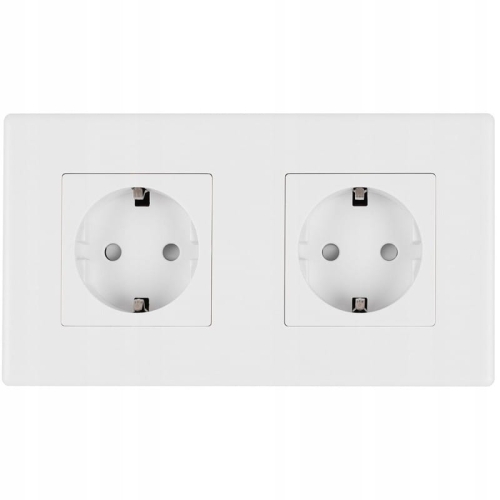 Dubbel Schuko-Stopcontact Wit Set PCV Tweevoudig Afdekraam 2 X Stopcontact